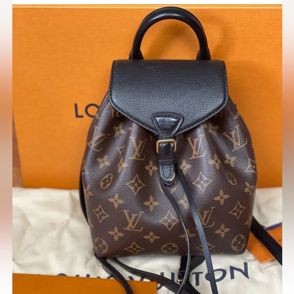 Louis Vuitton Montsouris BB Monogram Black Leather Backpack
